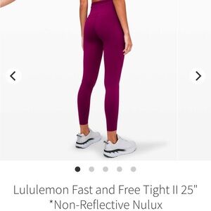 EUC Lululemon Fast and Free Tight II 25" *Non-Reflective Nulux